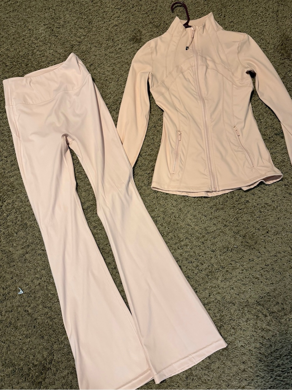 lululemon athletica Pale Blush Flare Leggings & Zip Jacket Set